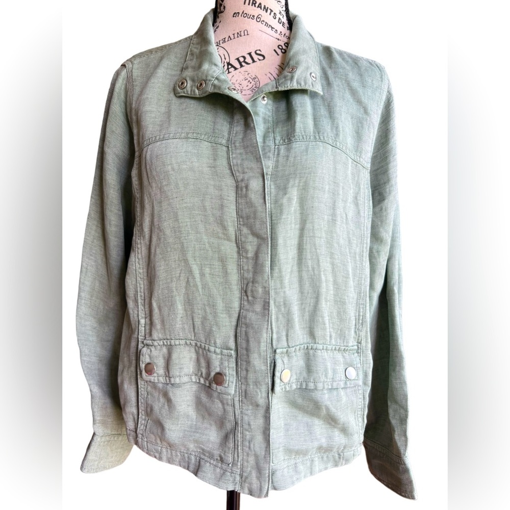 Christian Siriano Linen Blend Sage Green cargo Jacket Women’s Size M